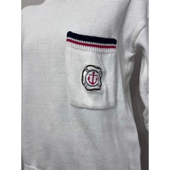 VTG Winona Knits Nautical Pullover Crew Sweater Sz M Cotton Knit Coastal Sailor - Picture 4 of 6